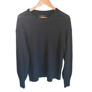 Quince Merino Wool Baby Alpaca Sweater Women Medium Black Crew Neck Classic Goth